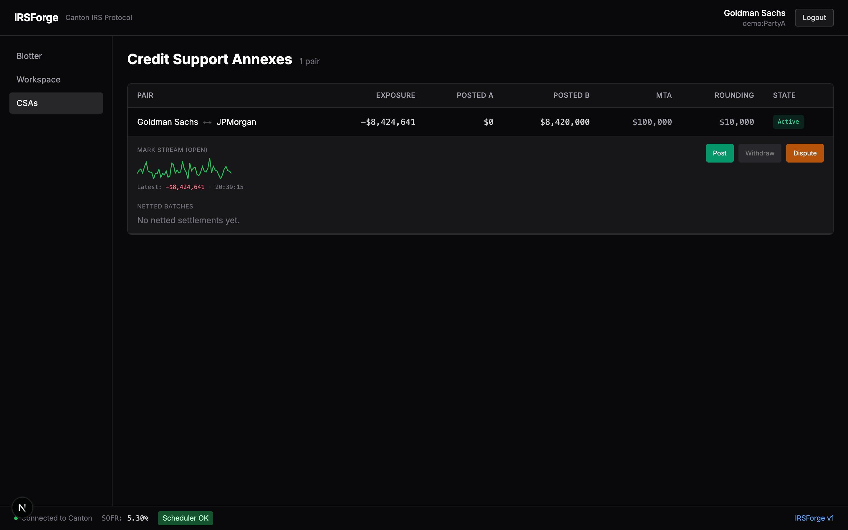 CSA — dispute modal